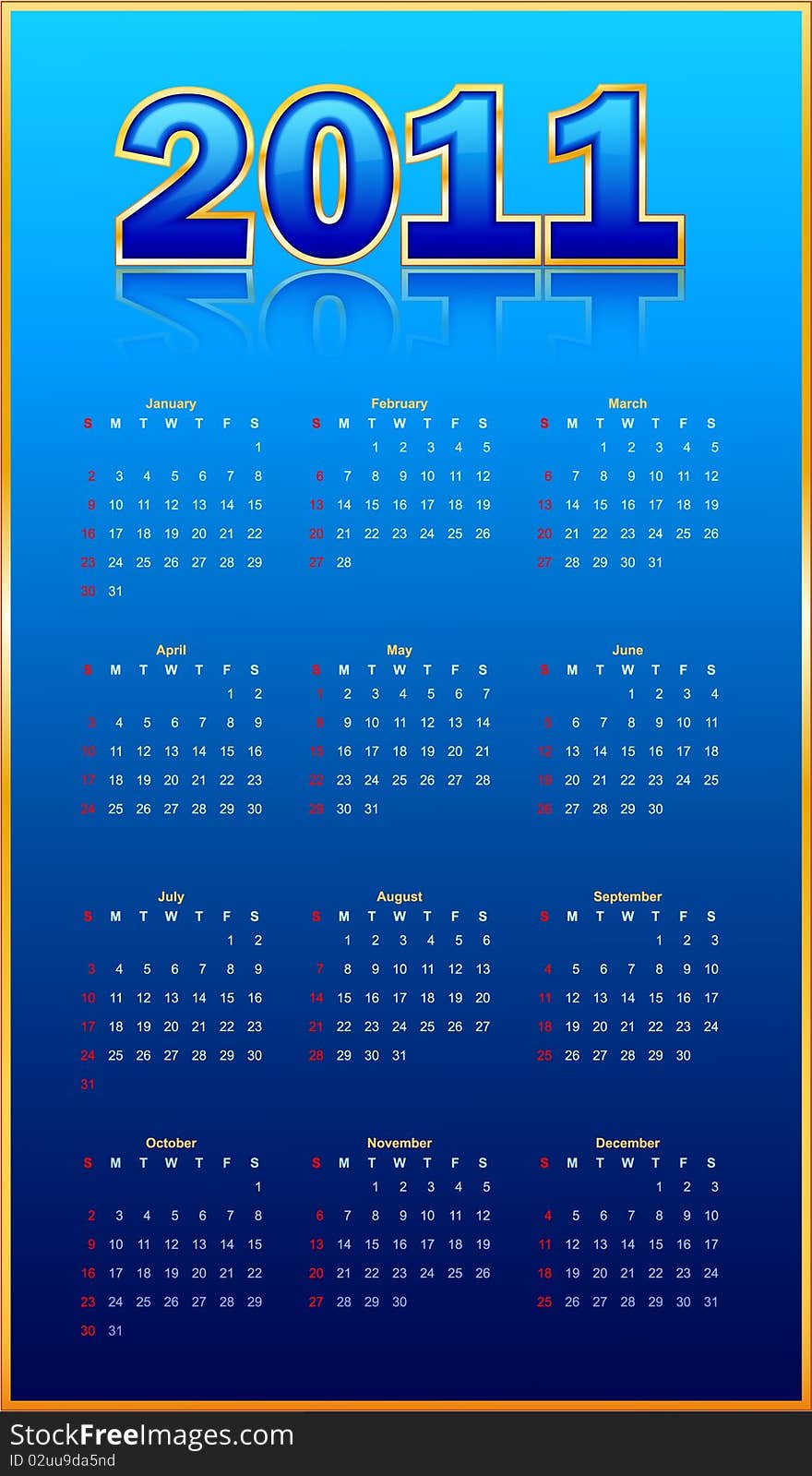 Calendar on a blue background