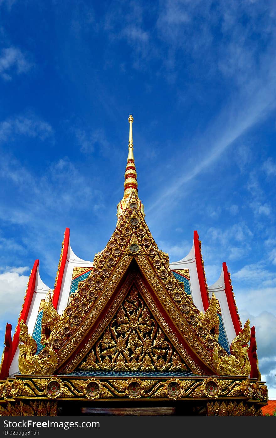 Golden Pavilion roof at Wat Chong Lom, Ratchaburi, Thailand