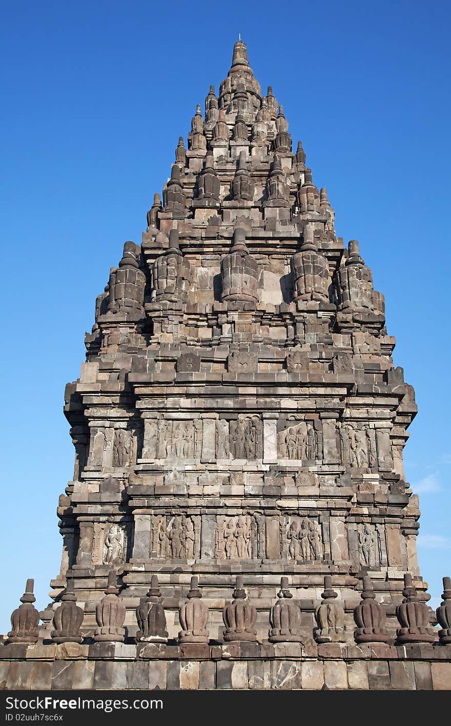 Stupa in Prambanan temple on Java, Indonesia.