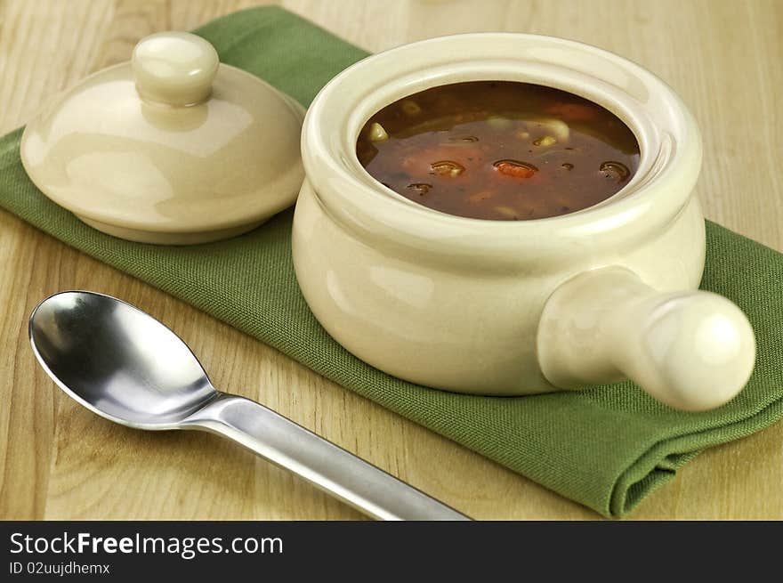 A bowl of healthy and hearty vegetable soup