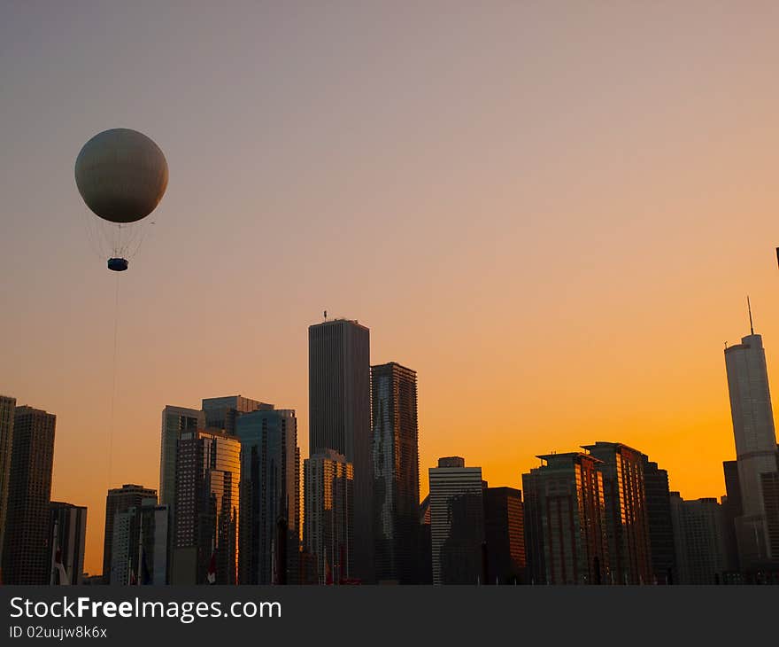 Chicago Skyline at sunset