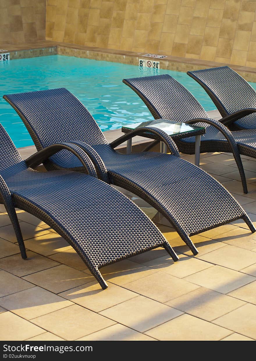 Swimming Pool Sun Lounger in a luxury hotel