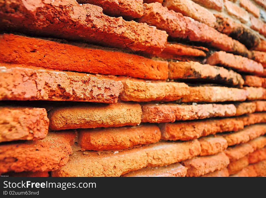 Old Brick Wall at Ayutthaya Thailand