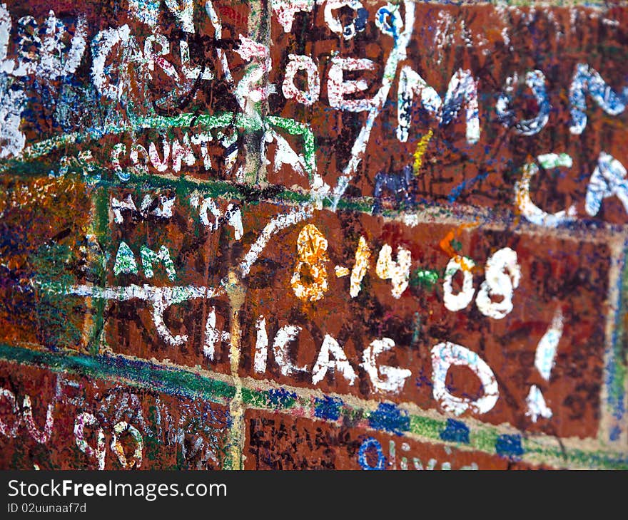 Painted Brick Wall background from a Chicago street