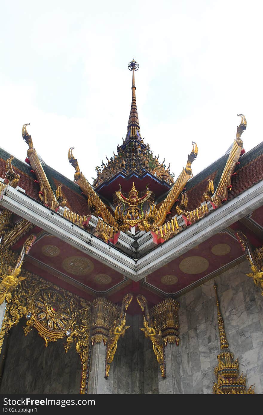 Thailand temple in Bangkok on white background.At Hau lum pong temple Bangkok.