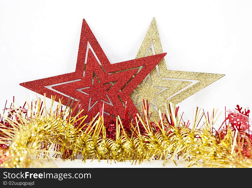 Christmas stars red gold chain