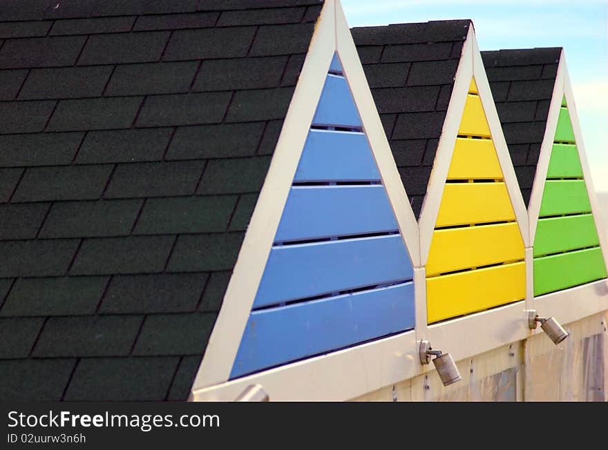 Abstract of colourful beach hut roofs