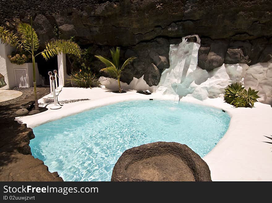 Swimming pool in natural volcanic rock area, Lanzarote,Spain. Swimming pool in natural volcanic rock area, Lanzarote,Spain