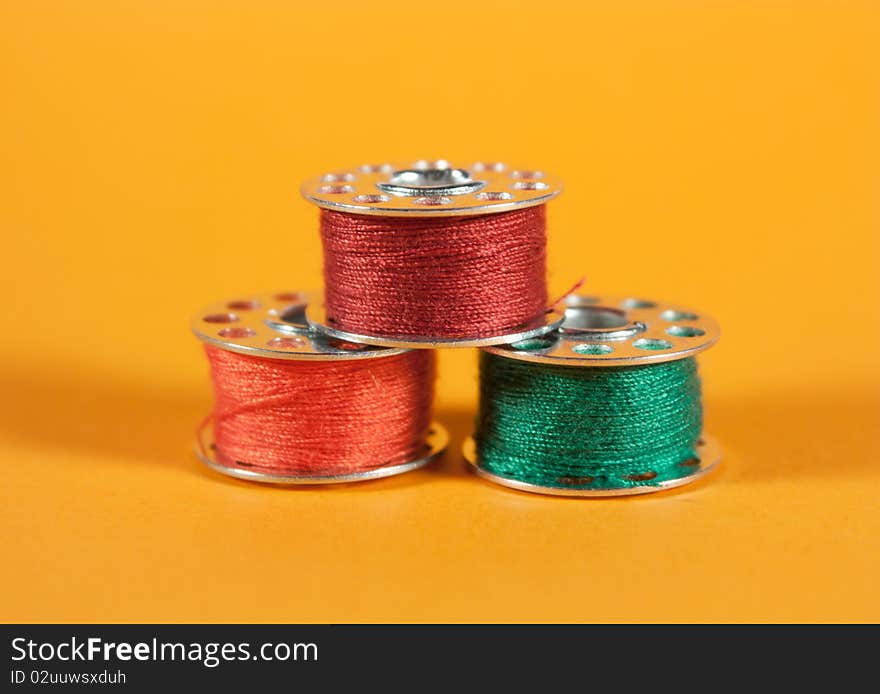 Colorful thread spools