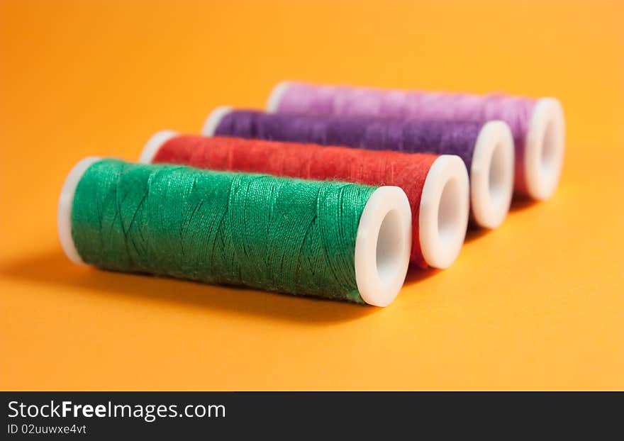 Colorful thread spools