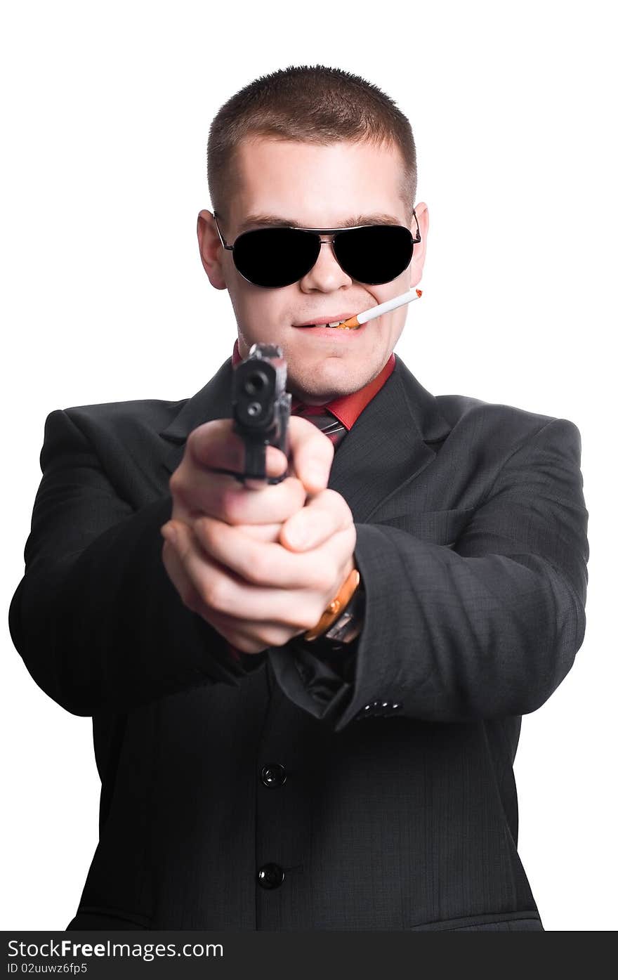 Businessman man with gun