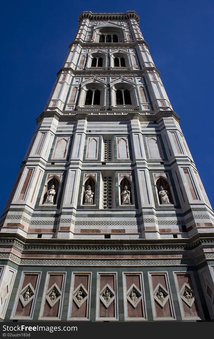 Bell Tower in Florence, Italy, with a clear blue sky on a summer's day. Bell Tower in Florence, Italy, with a clear blue sky on a summer's day.