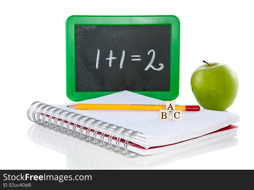 Let's go back to school and snack healthy isolated over a white background