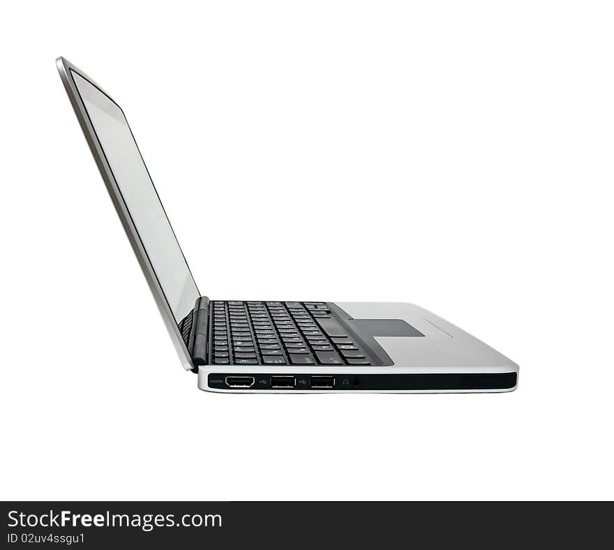 Single netbook (laptop) isolated white