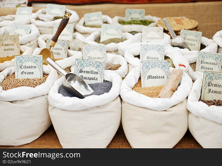 Natural products in sacks