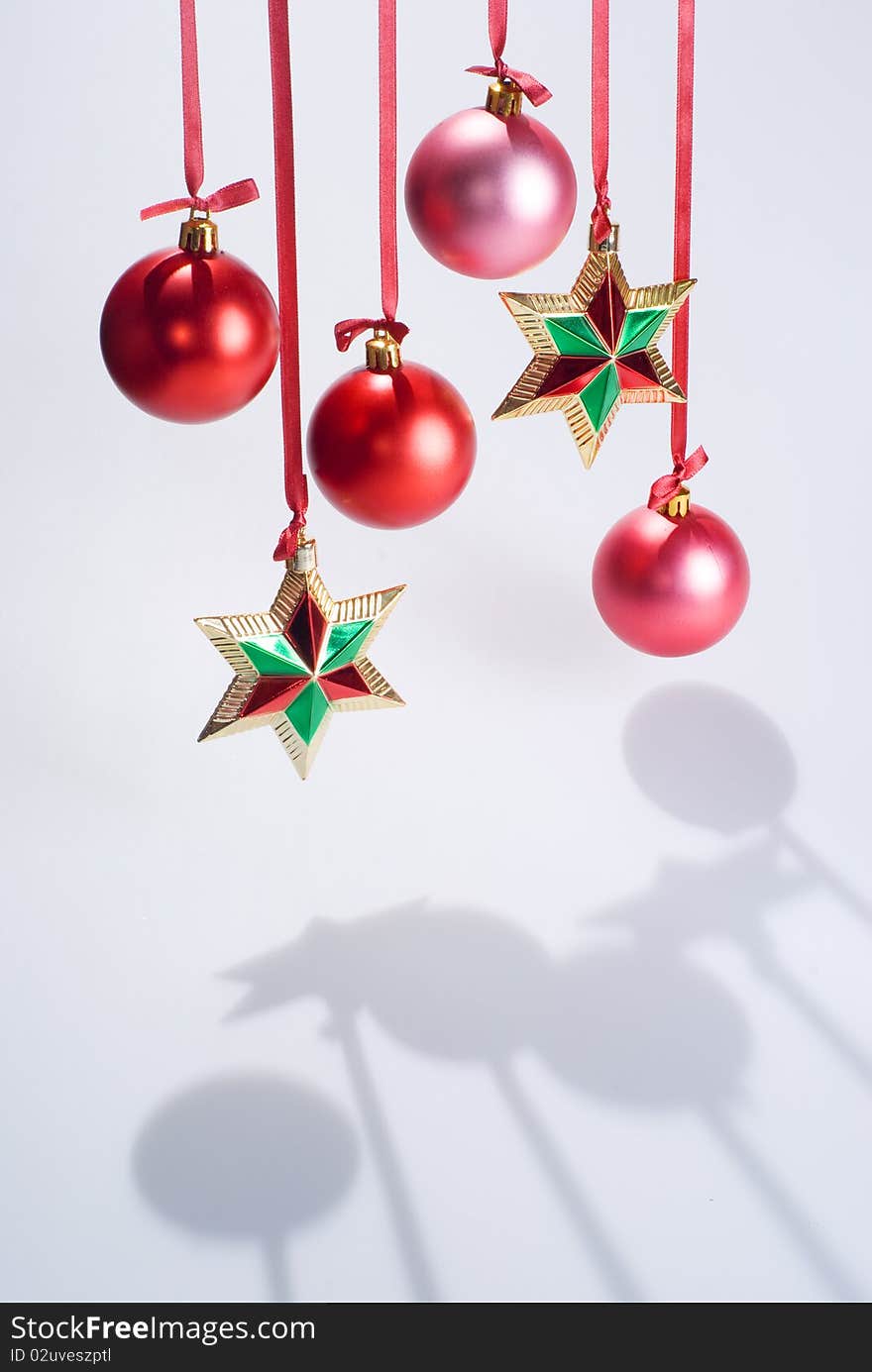 Stars and spheres on a white background