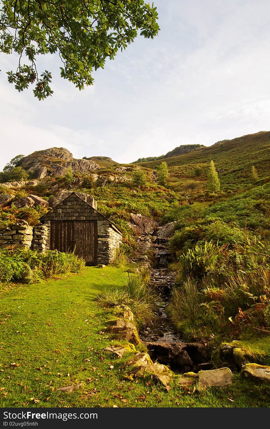 Shepherds shed on a hill, Lake District, England