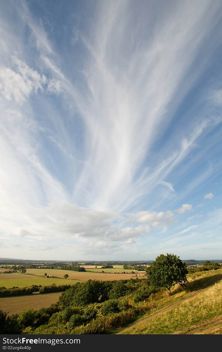 Fields and sky in Shropshire, England