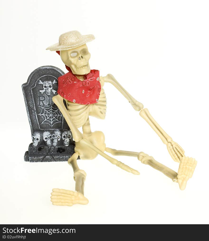 Cowboy Skeleton in Graveyard CLIPPING PATH