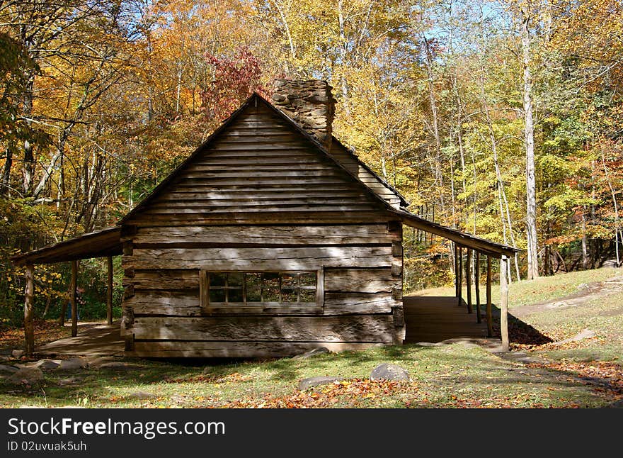 Rustic cabin nestled deep in the Smokey Mountains in autumn. Rustic cabin nestled deep in the Smokey Mountains in autumn