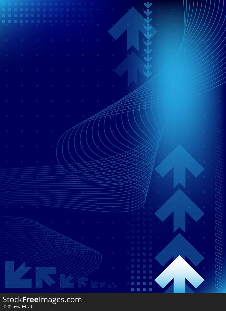 Abstract Blue Background With Arrows