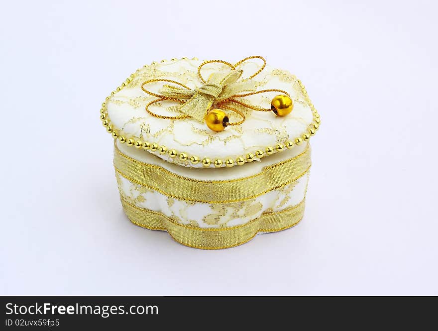 Gold wedding gift isolated white background