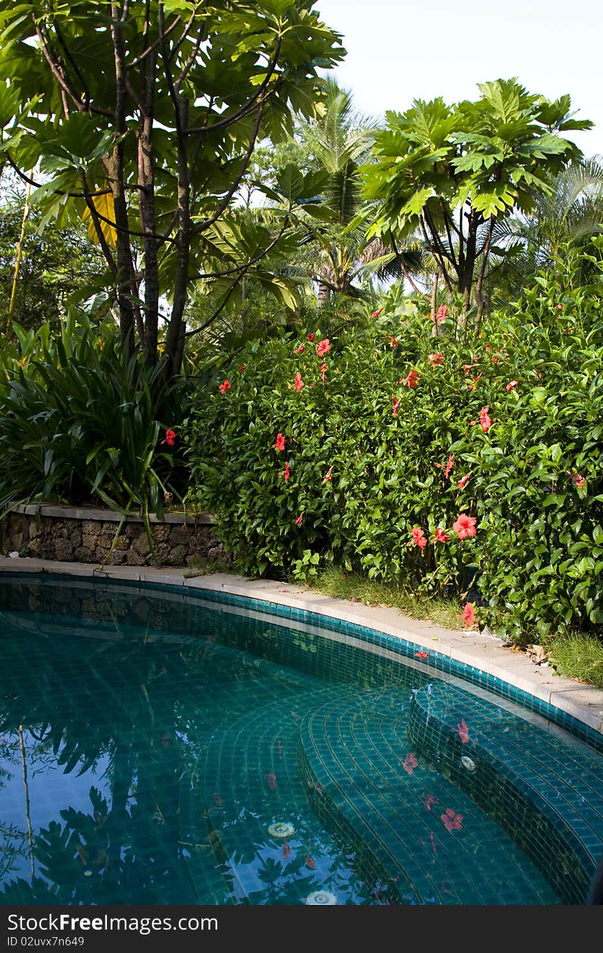 Swimming pool on seaside hotel.