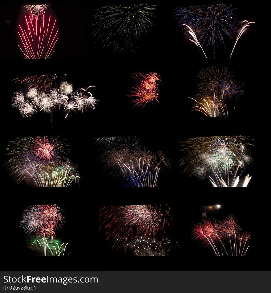 Composite of Fireworks.