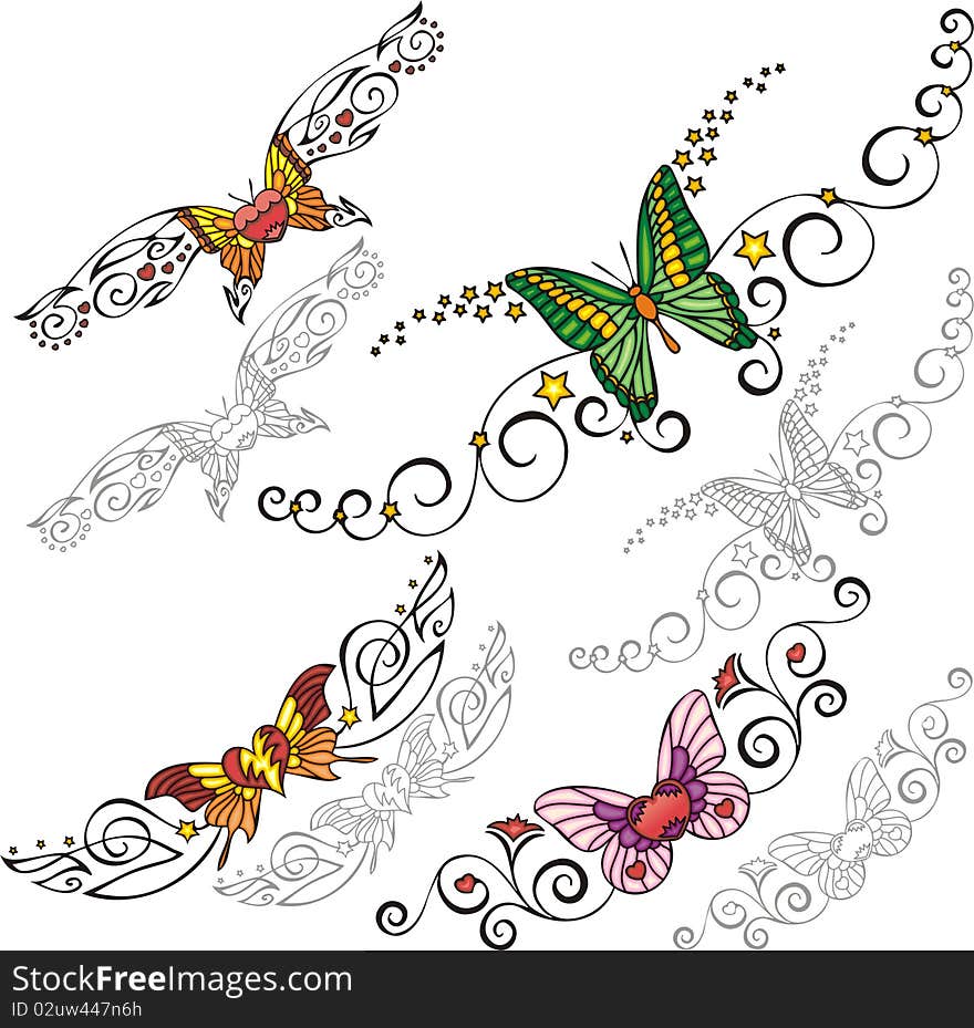 A set of Butterflies and exquisite design elements. A set of Butterflies and exquisite design elements.