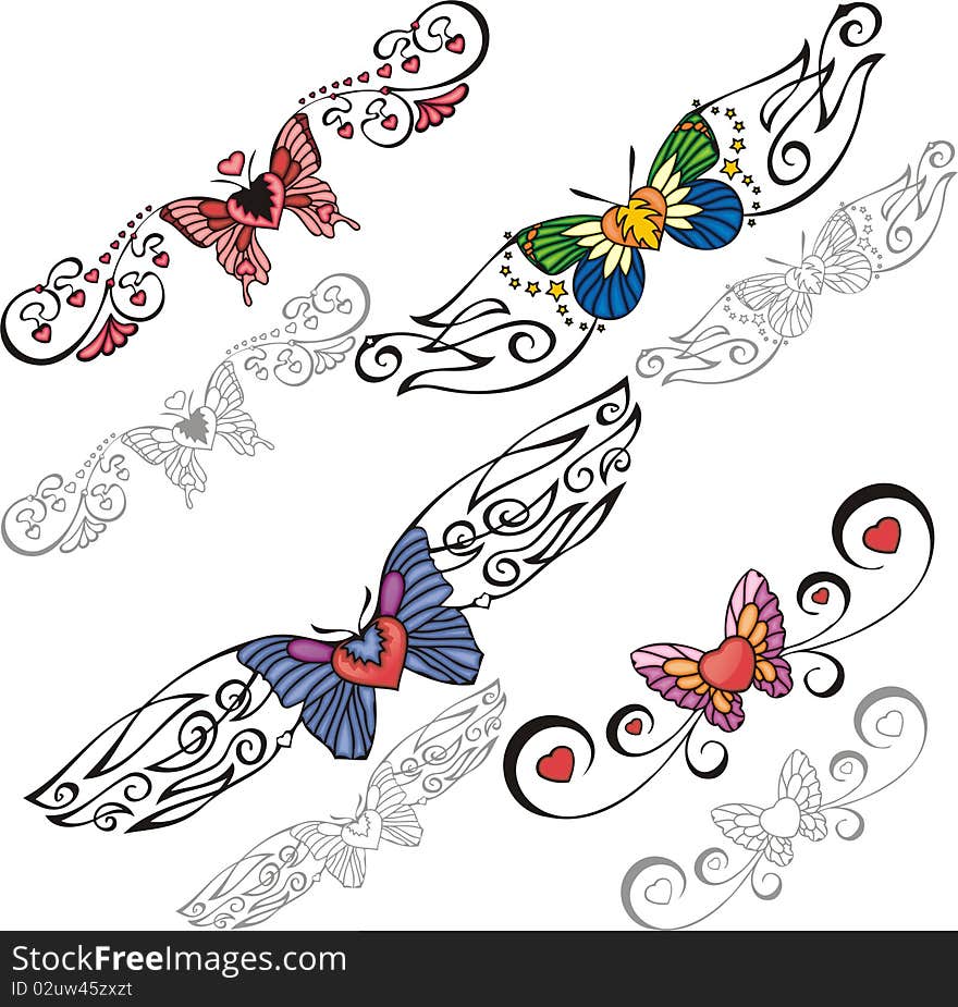 A set of Butterflies and exquisite design elements. A set of Butterflies and exquisite design elements.