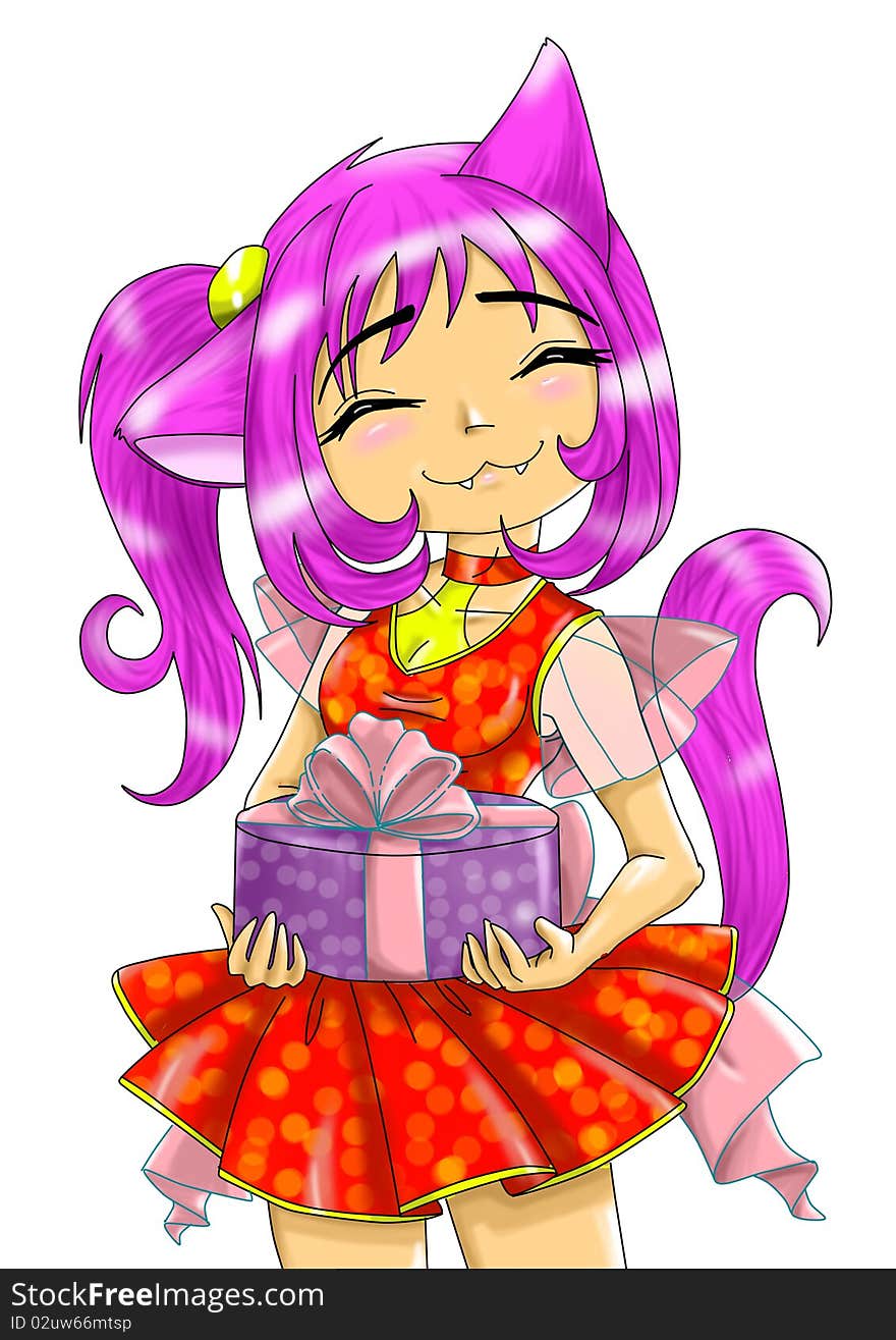 The girl-neko with a gift