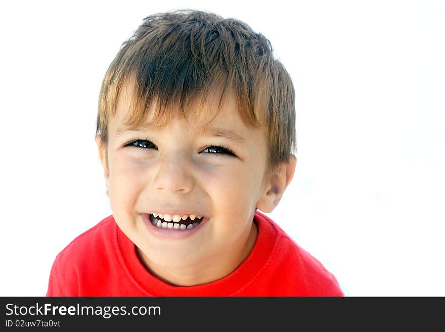 2-3 years old smiling boy portrait, isolated on white background. 2-3 years old smiling boy portrait, isolated on white background