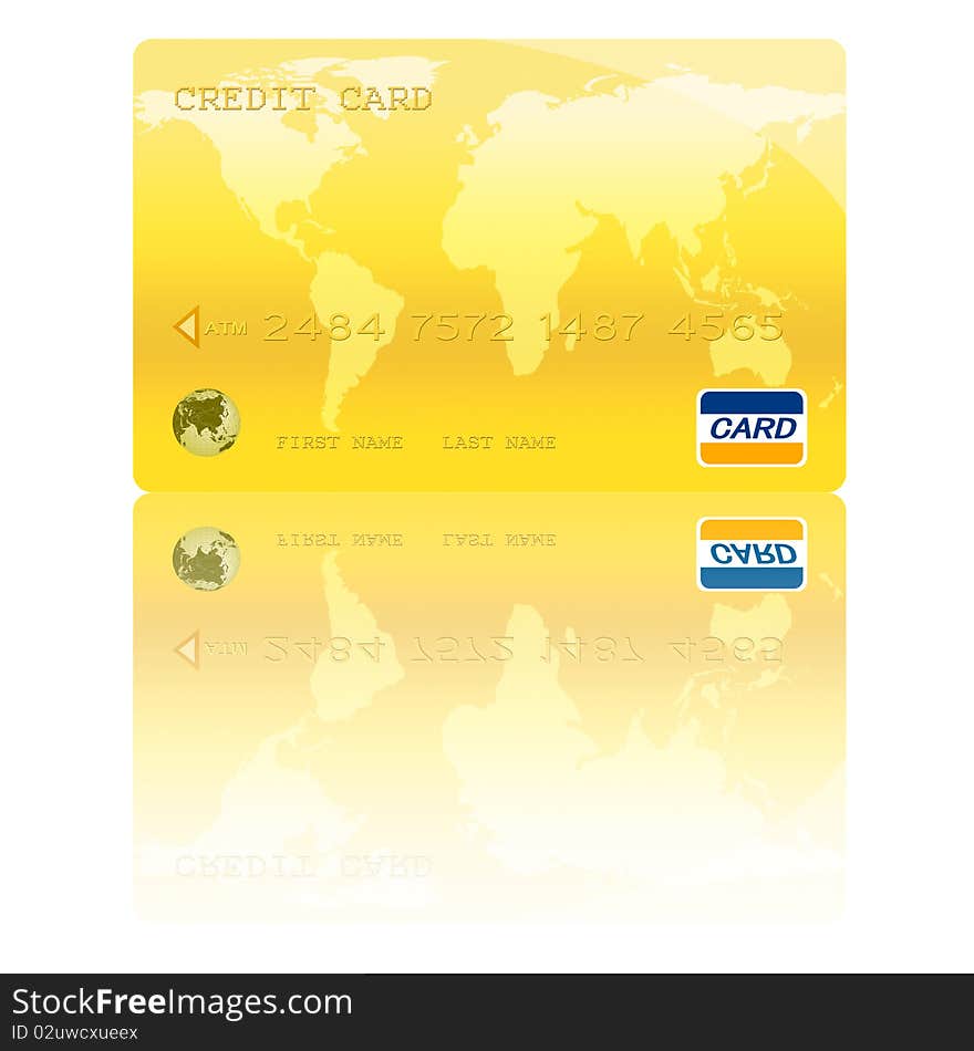 Golden Credit Card Digital Illustration,Highly Detailed