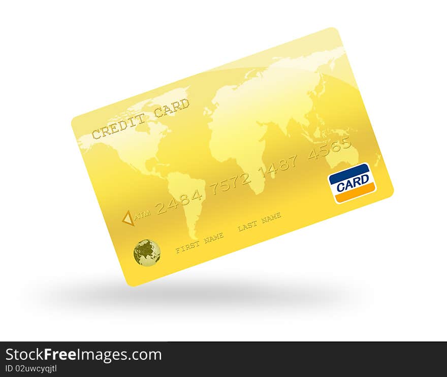 Digital Work - Golden Credit Card Isolated On Whit