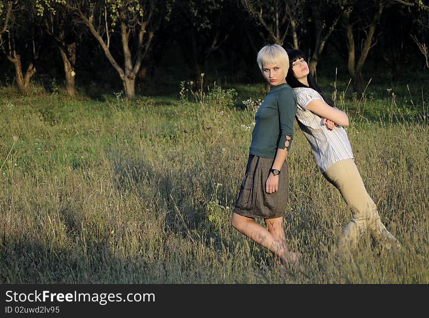 Young people having fun and posing in fall season. Young people having fun and posing in fall season