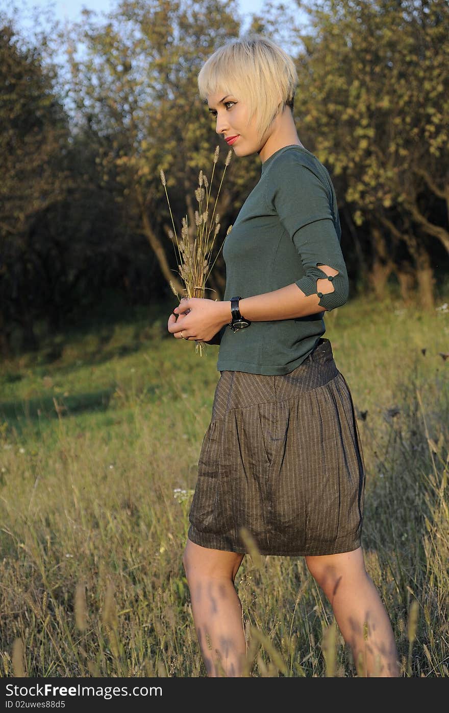 Beautiful business woman walking