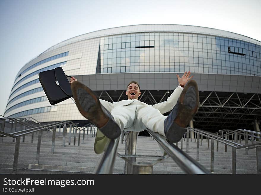 Businessman Portrait On Stairs