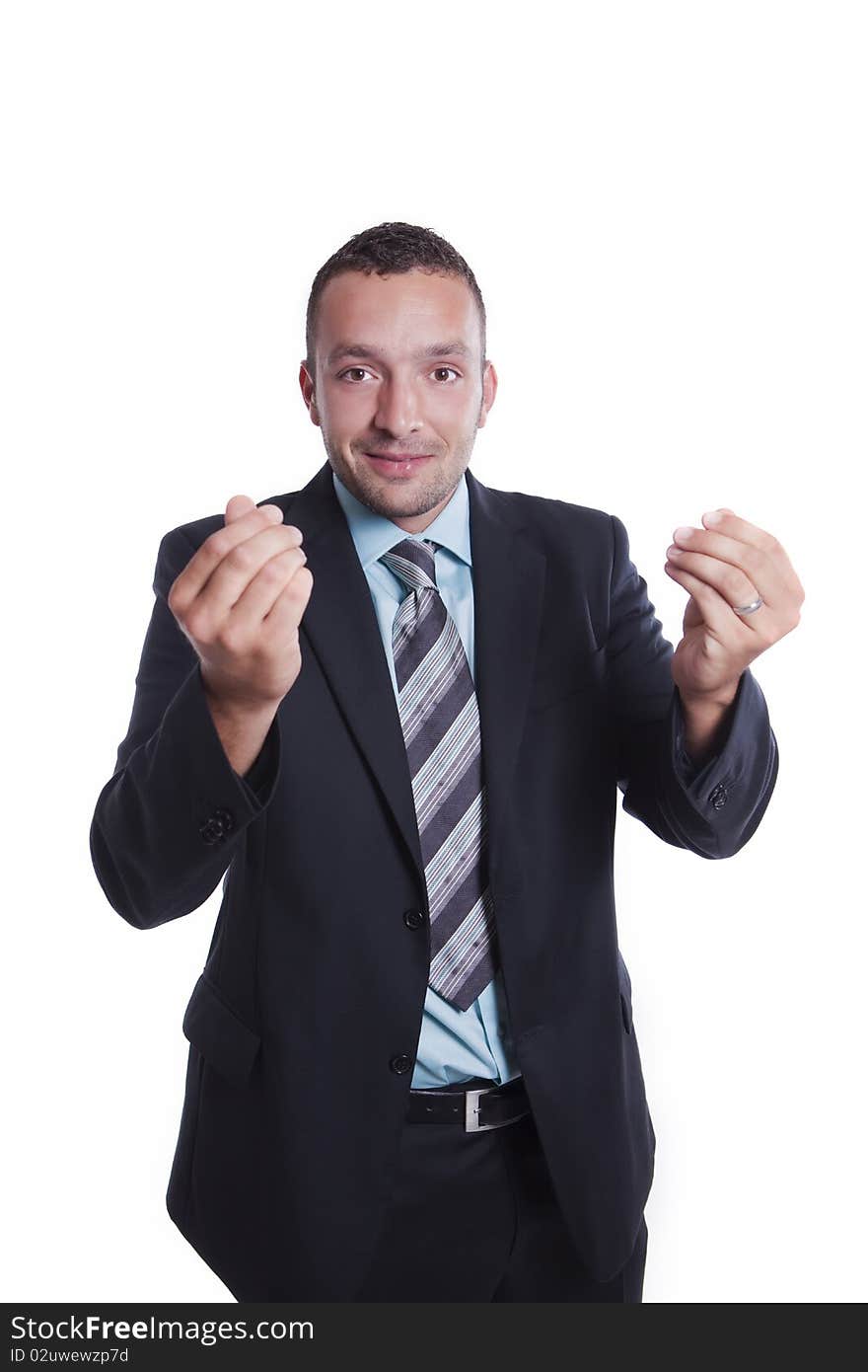 Young Businessman Make Money Sign With His Fingers