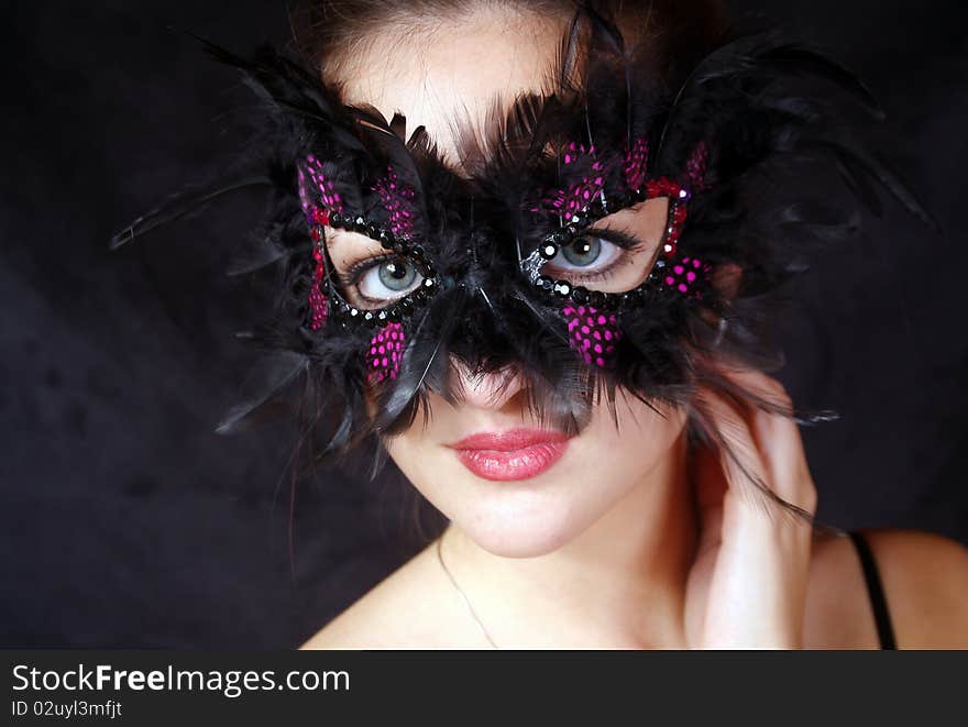 Very beautiful girl with black mask. Very beautiful girl with black mask