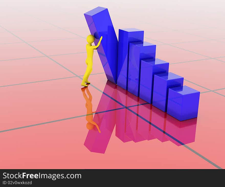 Man builds his own statistic. Growing business bar chart. Conceptual image for financial development, manipulation and support. Man builds his own statistic. Growing business bar chart. Conceptual image for financial development, manipulation and support