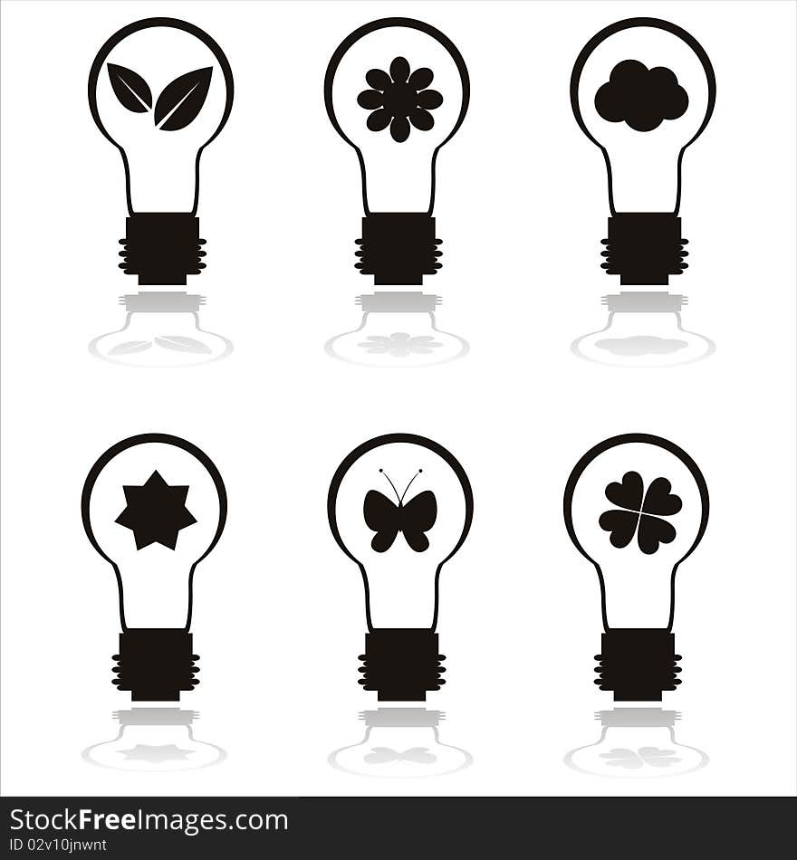 Set Of 6 Eco Lamp Icons