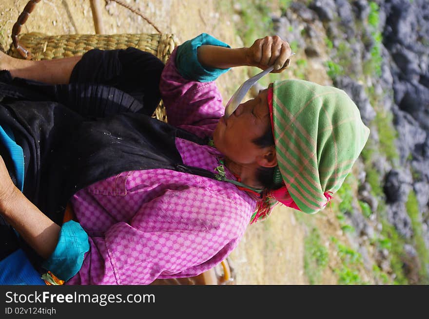 White Hmong woman in lunch