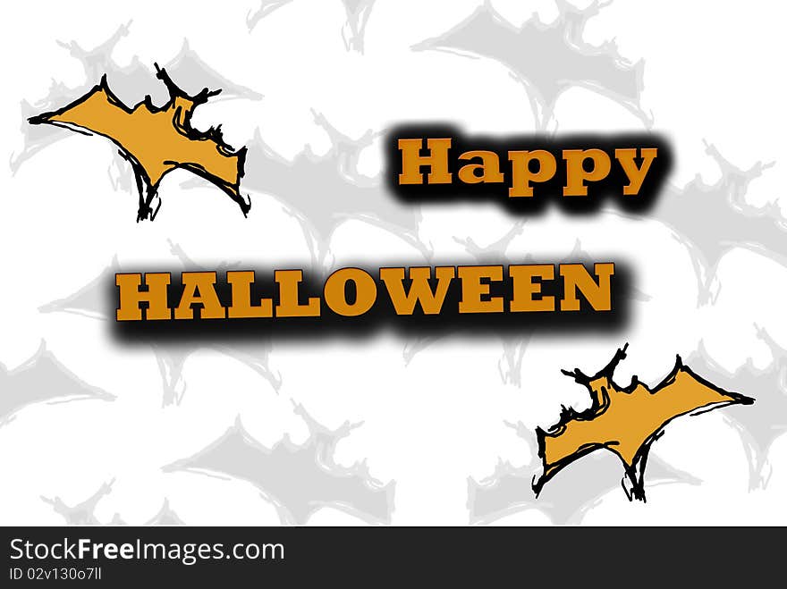 Postcard to use as wallpaper for the Halloween party with two bats and a tonal background