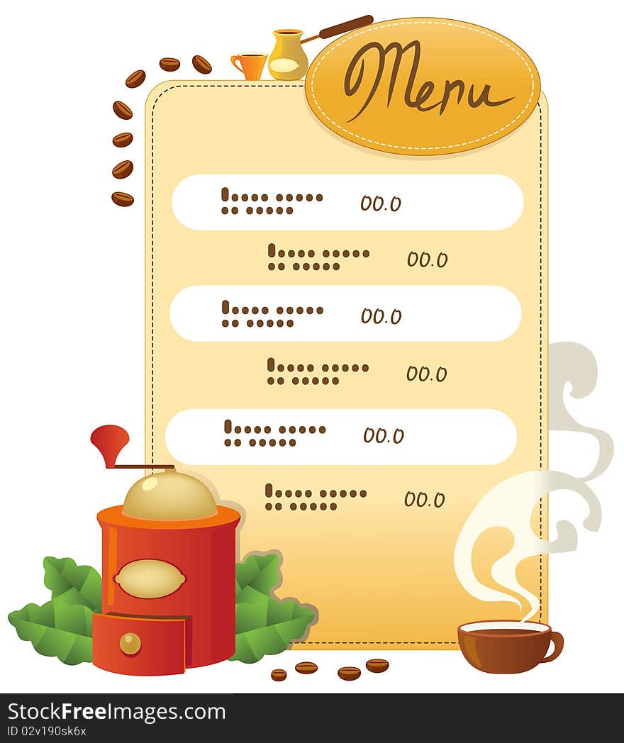 Template menu of hot coffee