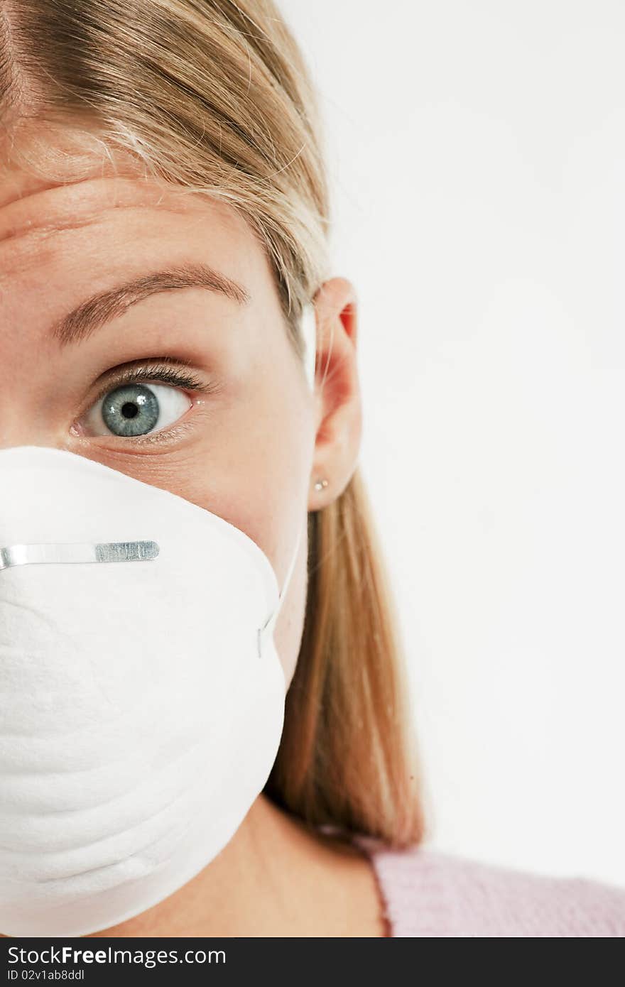 Young Woman With Protecting Mask