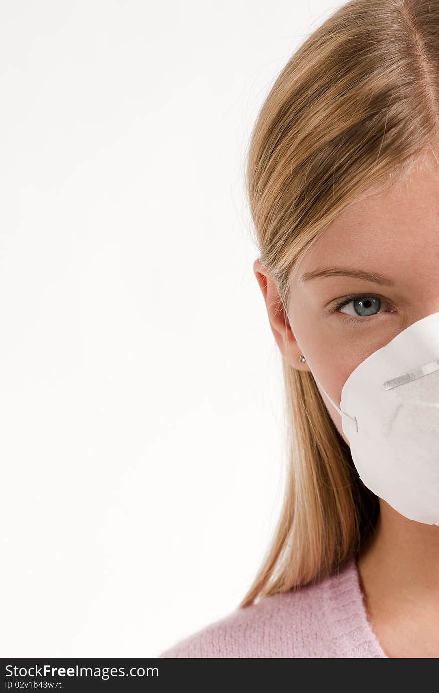 Young woman with protecting mask