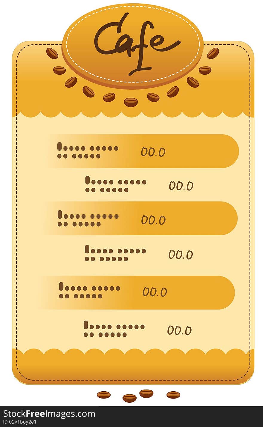 Template menu of coffee bean