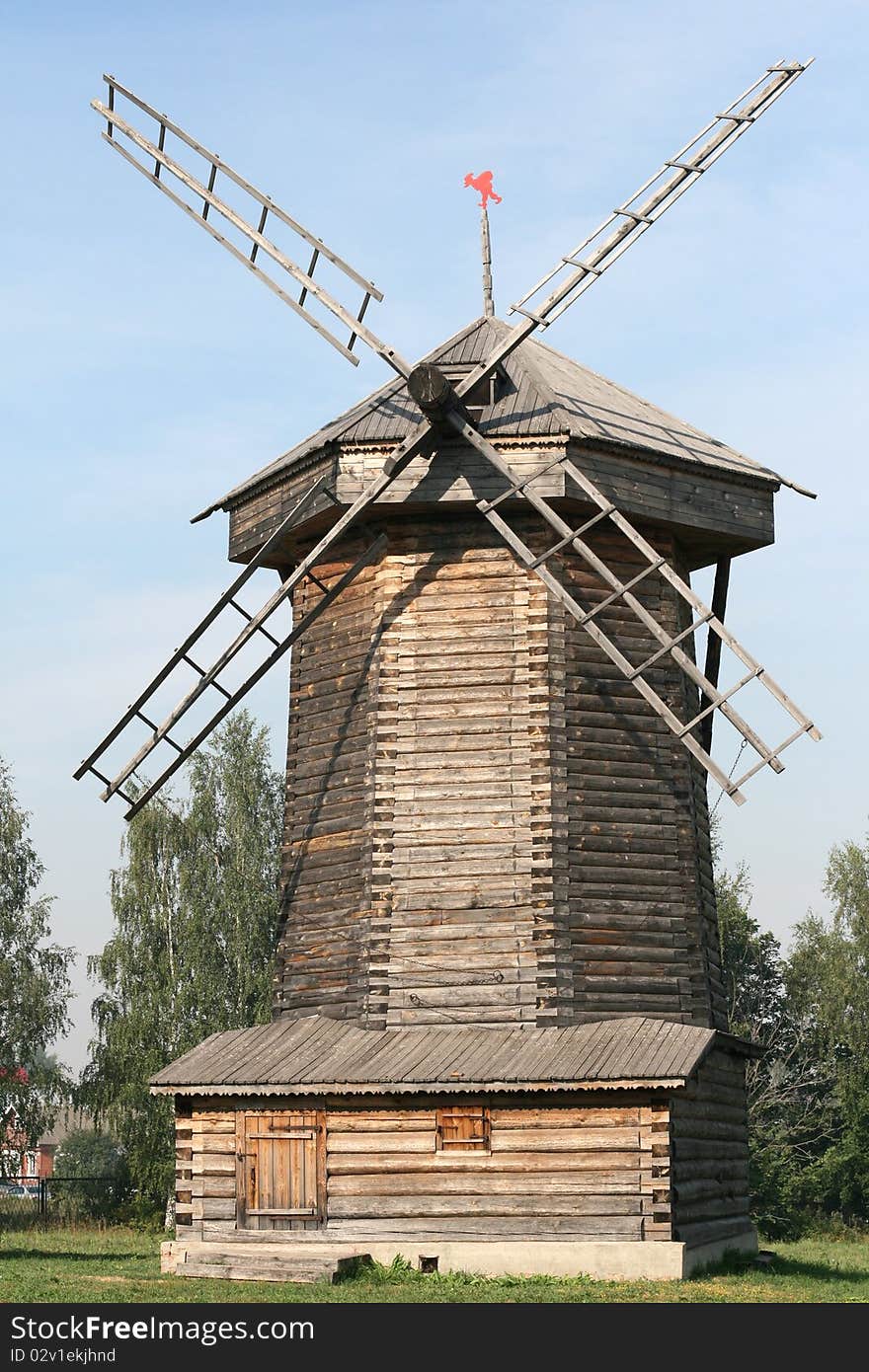 Old wooden windmill in Suzdal Russia