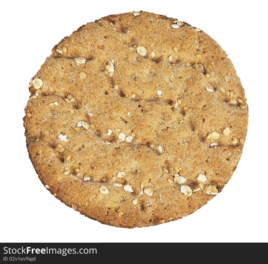 Round crispbread ,isolated on white with clipping path.