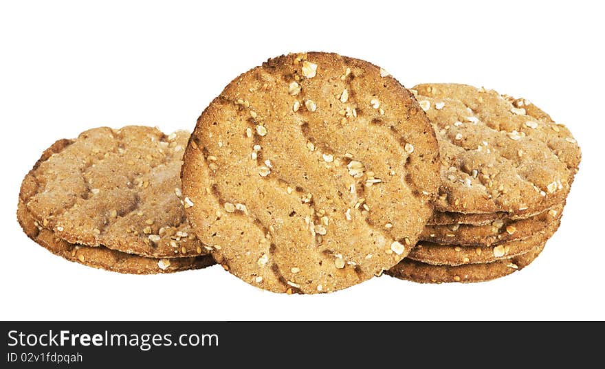 Round crispbread ,isolated on white with clipping path.